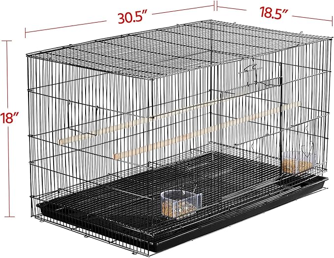 Yaheetech 30‘’ Flight Bird Cage Stackable Design for Small and Medium Birds with Slide Out Tray and Bottom Grate Budgies Cockatiels Lovebirds Canaries Parakeet Cage