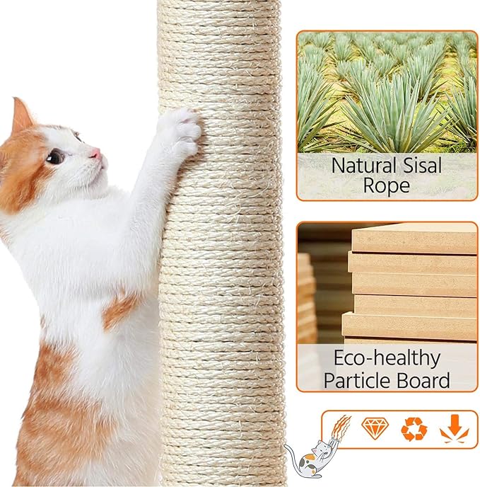 Topeakmart Cat Tree Tower for Indoor Cats, 34.5in Cute Cat Tree Activity Center with Condo & Scratching Post, Multi-Level Cat Climbing Tower Play House w/Large Perch, Platform, Basket, Black