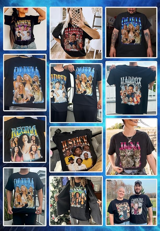 Custom Bootleg Rap Shirt with Photo Text, Vintage Custom Picture Shirt for Girlfriend, Boyfriend, Dad, Mom, Pet Lover Friend