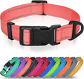 Joytale Reflective Dog Collar, Adjustable Nylon Pet Collar with Quick-Release Buckle for Medium Dogs, Pink, M