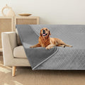 fuguitex Waterproof Dog Blanket Bed Cover Dog Crystal Velvet Moroccan Fuzzy Cozy Plush Pet Blanket Throw Blanket for Couch Sofa(52 * 82 inch, Light Grey+Grey)