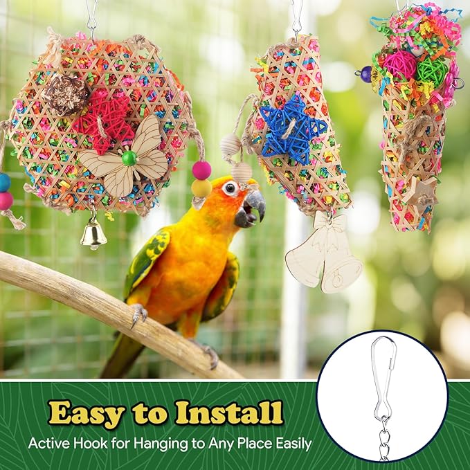 Bird Toys, Parakeet Foraging Toy, Hanging Chewing Toy, Bird Cage Accessories – Suitable for Cockatiels, Budgies, Lovebirds, Conures and Other Small Parrots
