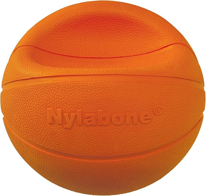 Nylabone Power Play Gripz Felt Basketball Rubber Fetch Toy, Squeaky Ball for Dogs, Medium (1 Count) (Pack of 2)