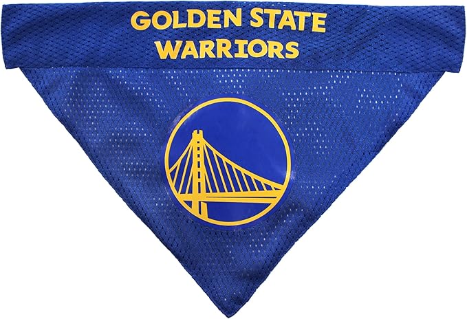 Pets First NBA Golden State Warriors Reversible Bandana Size XX-Large for Dogs & Cats. 2 Sided Sports Bandana, Premium Embroidery Team Logo, Many NBA Teams Available