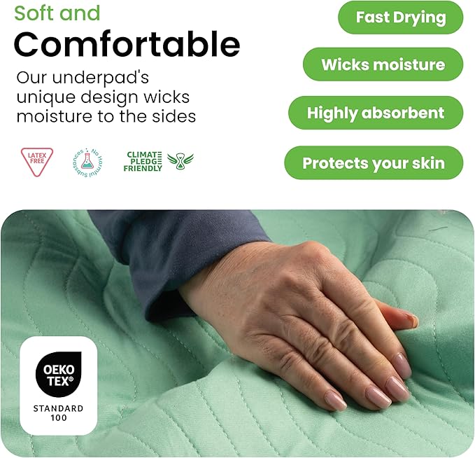 IMPROVIA® Washable Underpads, 34" x 36" (Pack of 6) - Heavy Absorbency Reusable Incontinence Pads for Kids, Adults, Elderly, and Pets - Waterproof Protective Pad for Bed, Couch, Sofa, Furniture, Floor