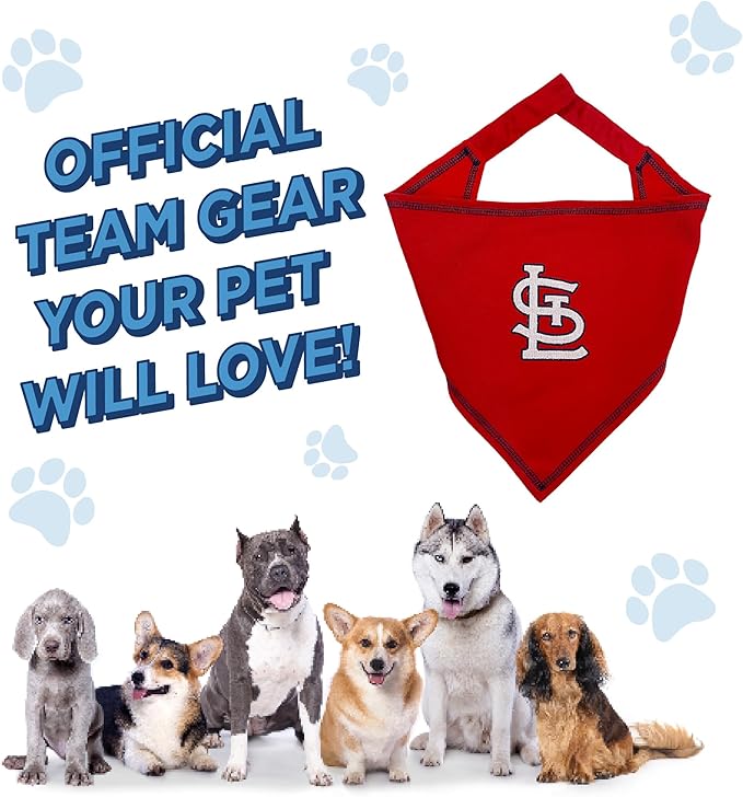 Pets First MLB ST. Louis Cardinals TIE Bandana, Small/Medium. Dog Bandana Scarf Bib for Pet Cat Dog. The Ultimate Game-Day, Party Bandanna, Birthday Event