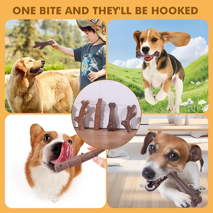 4 Pack Durable Dog Chew Toys for Aggressive Chewers-Puppy Teething Toys, Long-Lasting Dog Bones for Small & Medium Breeds-Indestructible Chew Toys for Dogs to Keep Them Busy & Support Dental Health