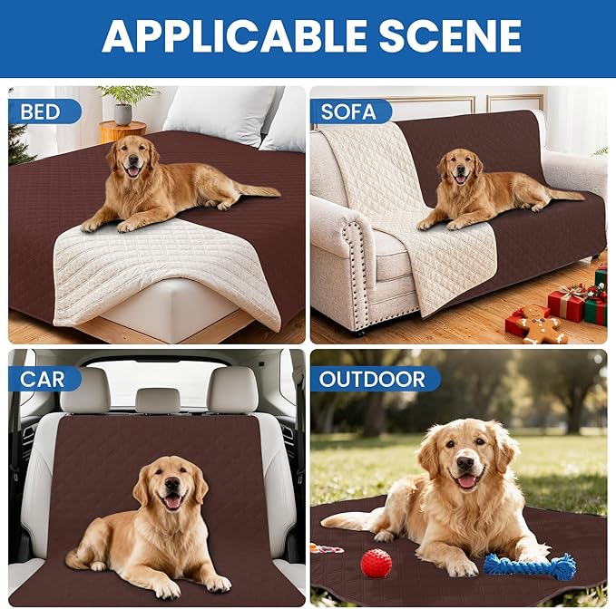 Waterproof Couch Covers for Pets, Waterproof Dog Bed Cover, Anti-Slip Soft Dog Blankets, Couch Cover for Dogs Washable, Pet Blanket for Puppy Large Dogs Cat (82x82 Inch, Coffee)