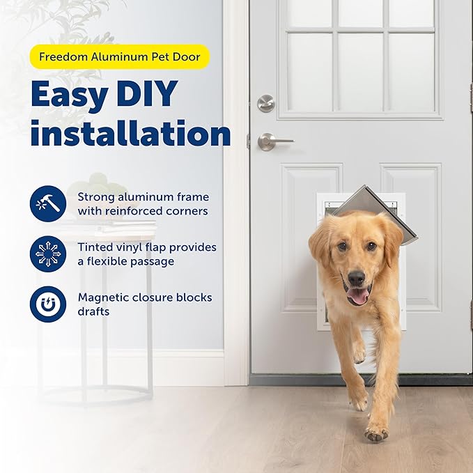 PetSafe Freedom Aluminum Dog and Cat Door - Durable Frame - Small, Medium, Large, X-Large