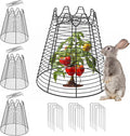 4 Pcs 11.6"×11.6" Plant Protectors from Animals, Sturdy Metal Plant Cages for Outdoor Plants, Reusable Wire Garden Cloches, Plant Protector to Keep Squirrels, Rabbits, Birds, Black