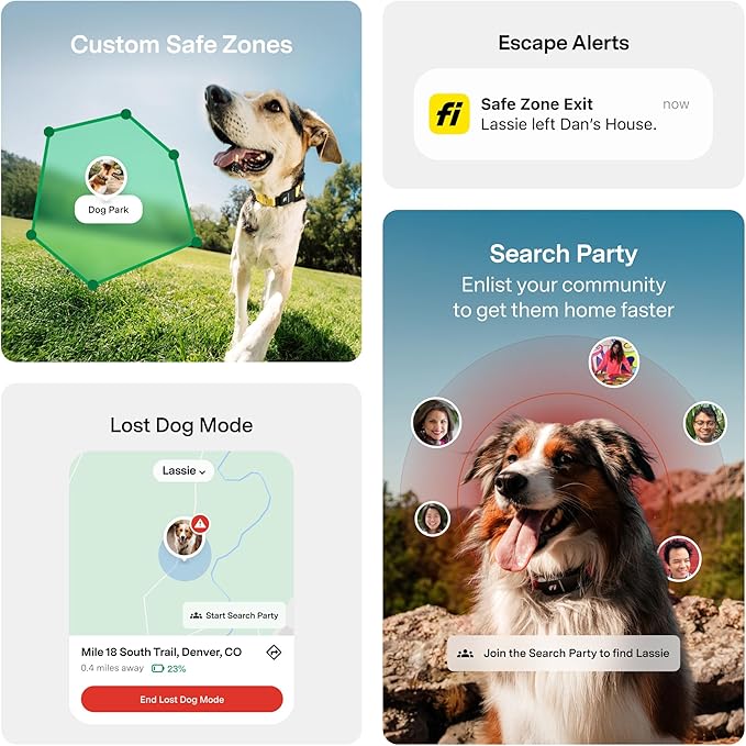 New Fi Series 3+ Smart Dog Tracker Collar [6 Month Membership Included] GPS Tracker for Dogs with Health & Behavior Monitoring, Escape Alerts, Waterproof, LED, Apple Watch Compatible (Blue, Small)
