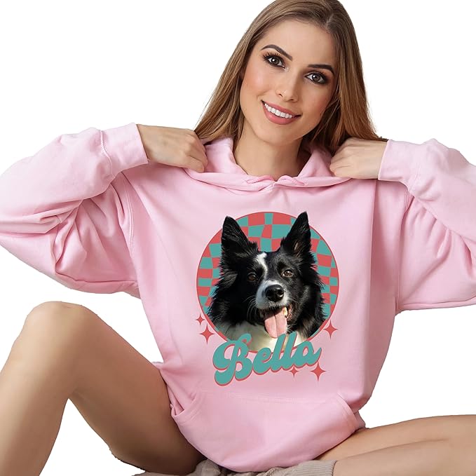 Custom Dog Mom Shirt for Women Pet Ears Sweatshirt with Name Unique Puppy Line Art Cute Dad Hoodie for DogDad Owner Lover