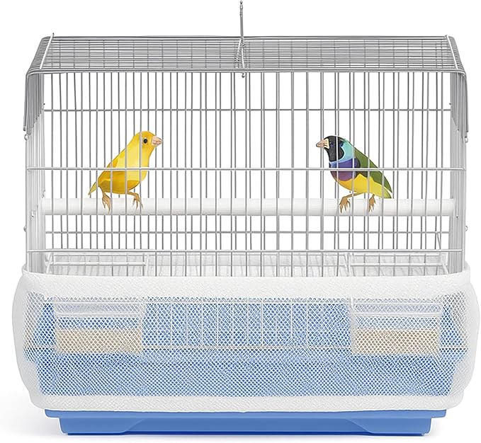 Universal Bird Cage Seed Catcher Universal Mesh Skirt Cover Stretchy Small Animal Cages Cover Pet Removable Durable Protector (White, Extra Small)