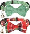Collar for Cat Pet Breakaway with Bell Bowtie Detachable Bow Adjustable Safety Kitten Puppy Girl Boy 2pcs Christmas-B