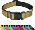 Reflective Dog Collar, Adjustable Soft Neoprene Padded Nylon Pet Collars with Buckle for Puppy and Small Dogs, Cats, Khaki,XS