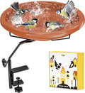 iBorn Bird Bath for Outside,Deck Mounted Bird Bath 12in，Birds Baths for Outdoors with Adjustable Clamp 3.2in，BPA-Free Bowl，360°Swivel & Adjustable Height Bracket，Detachable Birds Baths, Pack of 1