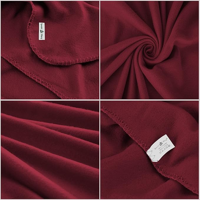 Fleece Throw Blanket Set Bulk for Travel Kids Outdoor Wedding Pet (Burgundy, Pack of 6 50x60 Inches)