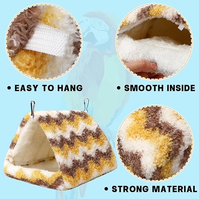 2 Pack Bird Nest House, Hanging Hammock Fluffy Parrots Bird Bed for Cage Bird Plush Nest for Parrot Macaw Budgies Eclectus Parakeet Cockatiels Cockatoo Lovebird