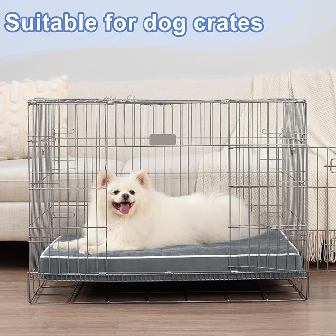 KSIIA Dog Bed for Crate Pad Waterproof for Small Dogs with Removable Washable Cover, Egg Crate Foam and Non-Slip Bottom, 23x17 Inch, Dark Gray
