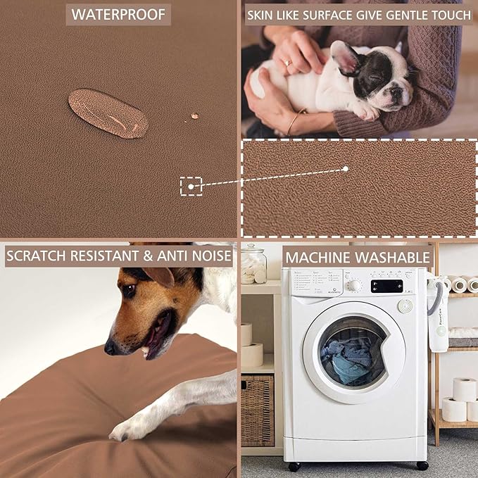 Dog Bed Cover Waterproof Replacement Machine Washable Covers for Dog Bed Heavy Duty Scratch Resistant Mattress Protector Pet Bed 47x29 Inch Brown Cover Only