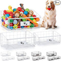 Mimorou 3 Pack Metal Dog Toy Baskets Multi-sized Foldable Dog Toy Bins Box Storage Container Organizer for Living Room Area Decorative Pet Accessories Coat Clothing Storage Holder Baskets(White)