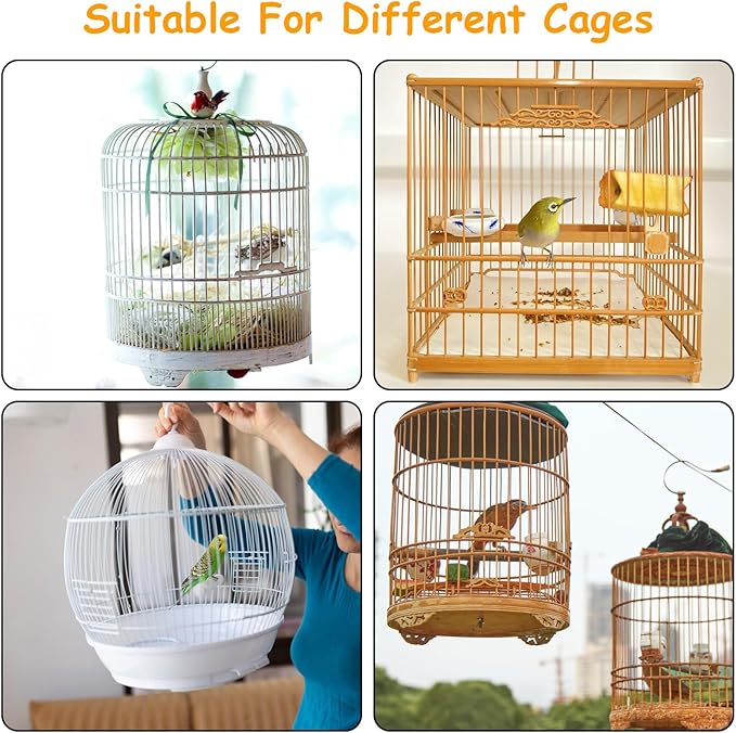 Bird Cage Seed Catcher, Adjustable White Bird Cage Net Birdcage Cover Skirt Nylon Mesh Netting, Stretchy Birds Cages Guard for Parrot Parakeet Macaw African Any Cages Cover