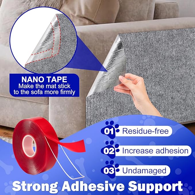 Anit Cat Scratch Couch Furniture Protector,78.7x15.8 Cat Wall Corner Scratcher Pads Mat,DIY Climbing Scratching Carpet Post Board Replacement
