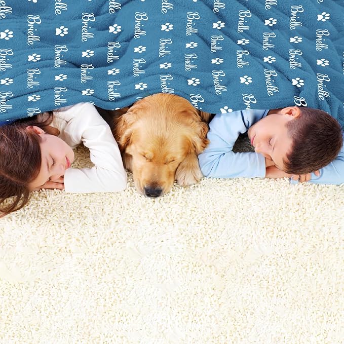 Personalized Dog Blanket, Customized Pet Blankets with Name Picture, Throw Blanket for Small Medium Large Dog Puppy Cat