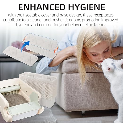 20-Pack Disposable Litter Box Waste Receptacles Compatible with Littermaid Waste Receptacles Fits 1St/2nd Edition Automatic Cat Litter Box, Come with 20pcs Liners & 20pcs Carbon Filters