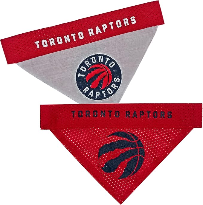NBA Dog Bandana -Toronto Raptors Reversible Pet Bandana. 2 Sided Home & Away Sports Bandana with a Premium Embroidery Team Logo, Small/Medium.