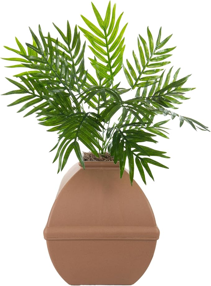 Good Pet Stuff Hidden Litter Box Planter, Decorative Cat Litter Enclosure with Carbon Filter, Artificial Plant, Easy Clean, Indoor Design, Courtyard Square Style, Base Kit, Mocha Brown