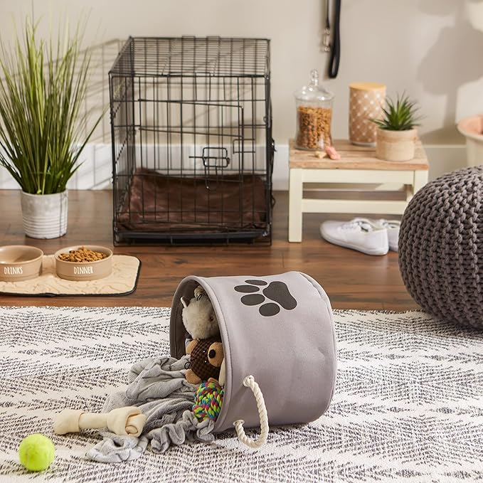 Bone Dry Pet Storage Collection Collapsible Bin, Small Round, Gray