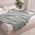 gogobunny Waterproof Bed Blanket, Reversible Sherpa Fleece Throw Blanket for Dog Puppy Cat, Furniture Cover Protects Bed Couch Sofa from Liquid Pee and Pet Fur (Grey, 90x108 inches)