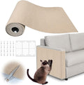 Cat Scratch Furniture Protector - 138" x 15.8" Trimmable Self-Adhesive Cats Claws Scratch Pads, DIY Cat Climbing Couch Protector for Scratch Post Cat Tree Replacement Indoor (Khaki)