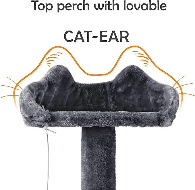 Yaheetech 62in Cat Tree Cat Tower for Indoor Kitty, Pet Furniture w/Double Condo, Scratching Posts, Multiple Platforms and Balls for Kittens, Dark Gray