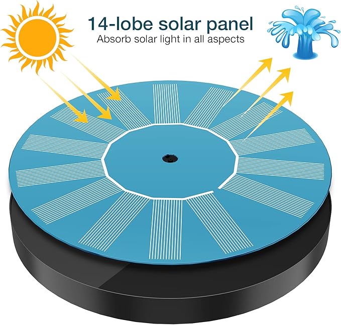 AISITIN 2 x 1.5 W DIY Solar Powered Garden Fountain with 6 Nozzles Effects for Ponds, Bird Bath, Aquarium, Garden Fountain