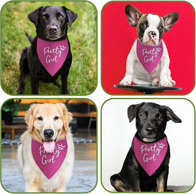 Pretty Girl Dog Bandana Funny Birthday Dog Bandana for Large Medium Small Cats Dogs Pink Puppy Girls Photo Prop Pet Scarf Accessories Christmas Puppy Girl Gifts