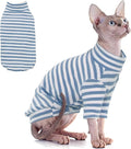 PUMYPOREITY Sphynx Cat Clothes, Soft Hairless Shirt With Sleeves, Stretchy Sweater, Pullover Pajamas Jumpsuit, Turtleneck Outfit for Sphynx Cornish Rex, Devon Rex, Blue, L