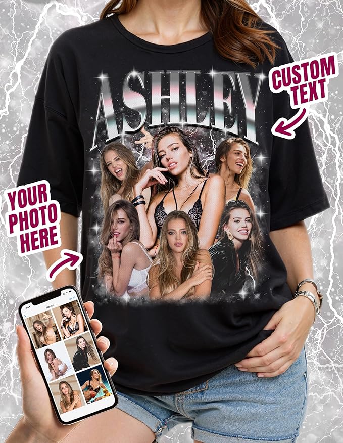 Custom Bootleg Rap Shirt with Photo Text, Vintage Custom Picture Shirt for Girlfriend, Boyfriend, Dad, Mom, Pet Lover Friend