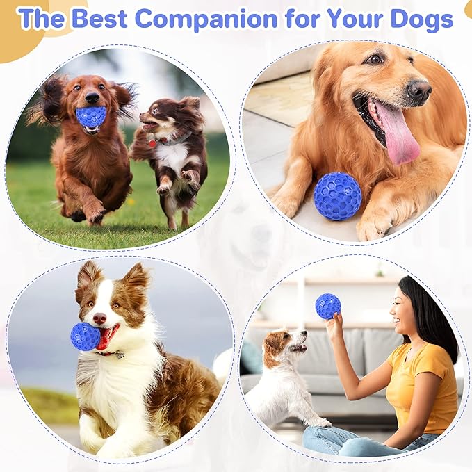 Tough Squeaky Dog Balls Puppy Toys, Interactive Dog Toys for Small Dogs, Puppy Chew Toys for Teething and Relax, Dogs Chew Toy Small Balls Dog Toys for Small Breed, Outdoor Dog Toy for Dogs