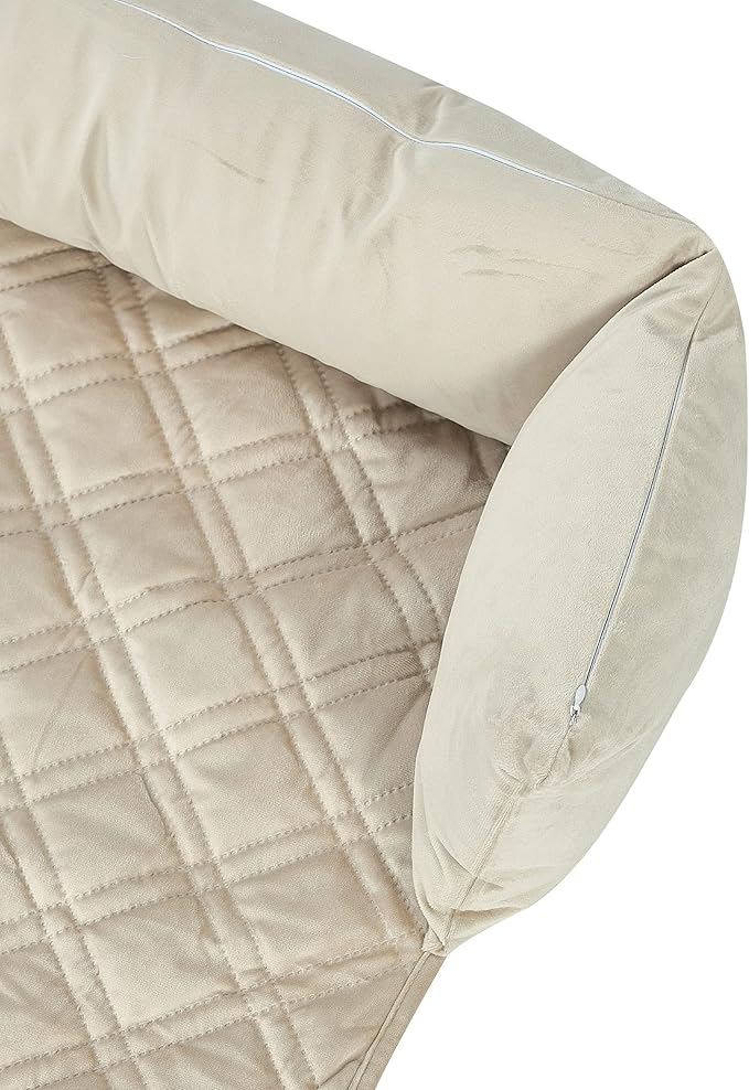 Brilliant Sunshine Premium Calming Dog Bed Mat, Silky Velvet, Removable Washable Cover, Cushion Protector and Couch Covers for Dogs, Pets, Cats, Extra Large, Beige Natural