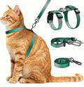 Cat Harness and Leash Set, 3-in-1 Escape Proof Adjustable, Comfortable Soft Lightweight, Safe, Easy to Wear, Walking Travel Kitten Harness for Small Medium Large Cats (Light Green)