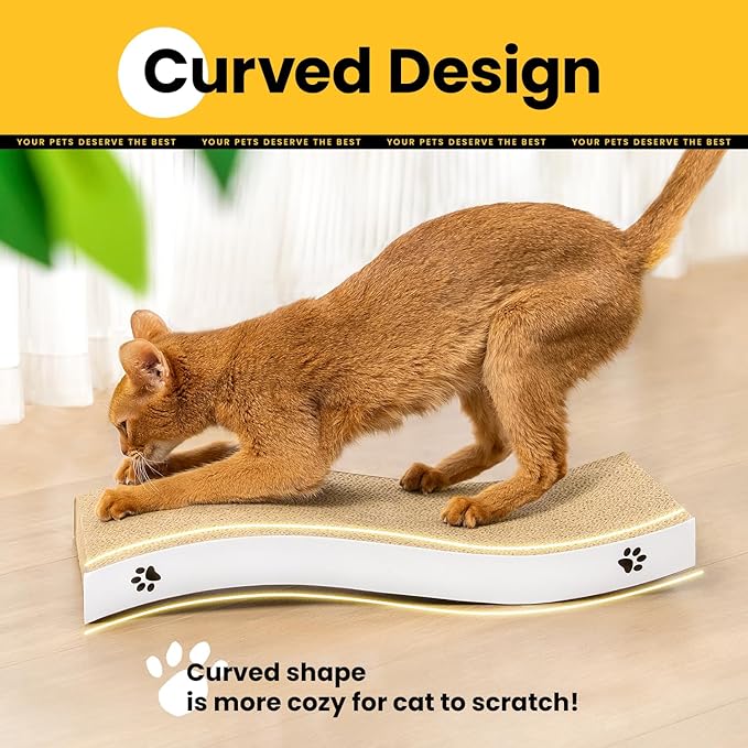 Cat Scratcher, Durable Scratch Pad, Corrugated Cardboard Scratching Board for Indoor Cats, Heavy Duty, Double-Sided Usability, Recyclable, with Catnip, Medium, 1 Pack