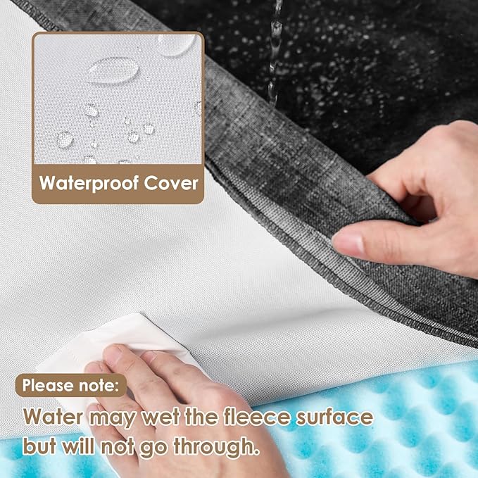 EHEYCIGA Waterproof Dog Bed Orthopedic 36"x27", Memory Foam Pet Bed for Larged Size Dogs, Washable Pet Mat with Removable Cover, Dark Grey