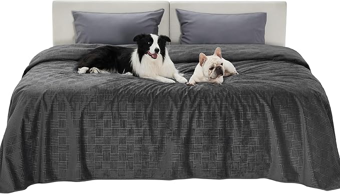 Bedsure Waterproof Bed Cover for Dogs Washable - Waterproof Blanket for King Bed Couch Sofa Cozy, Lightweight Furniture Protector for Pet Cat Quick Drying, Charcoal, Cal King，82x120IN