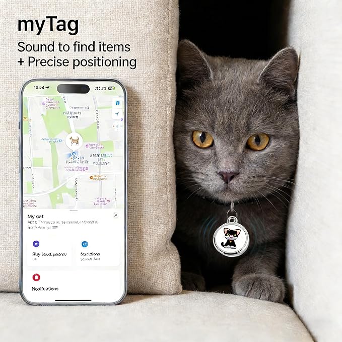 GPS Pet Tracker with Apple Find My Network, Android Compatibility, Real-Time Location Tracking, Water-Resistant (DINGWEIQI02)