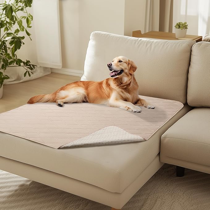 Luciphia 100% Waterproof Couch Cover Blanket for Dogs Anti-Slip Pet Couch Protector Sofa Mat Puppy Cat with Non-Slip Bottom, Beige, 40x50 Inch