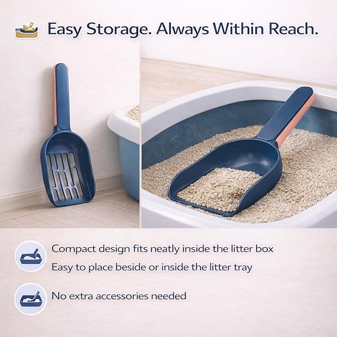 Cat Poop Scooper Cleaning Shovel, Plastic Candy Color Shovel, Ergonomic Pet Cleaning Tool, Litter Box Scooper, Large Cat Litter Scoop. (Blue)