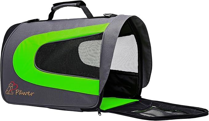 Pawer 18” x 11”x 11” Soft-Sided Foldable Airline Approved Pet Carrier for Cat, Puppy and Small Dog, Washable 600D Oxford Fabric, with Handle and Strap for Carry, Multiple Colors Available
