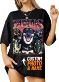 IZI POD Custom Dog Shirt for Women, Personalized Pet Face Photo Shirt, Bootleg Rap Tee Dog Gifts Valentine Birthday Gift